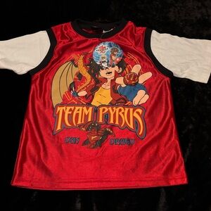 Boys Medium Y2K Bakugan Team Pyrus Dan Drago Anime Jersey Tshirt